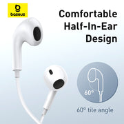 Baseus Encok CZ17 Semi-In-Ear Wired Earphones Moon White