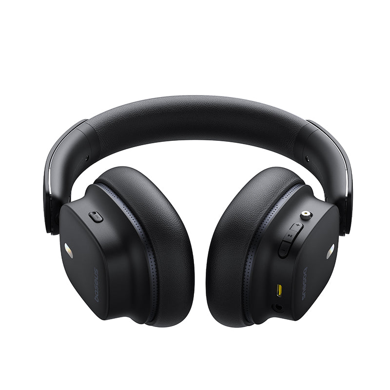 Black over-ear headphones on a white background