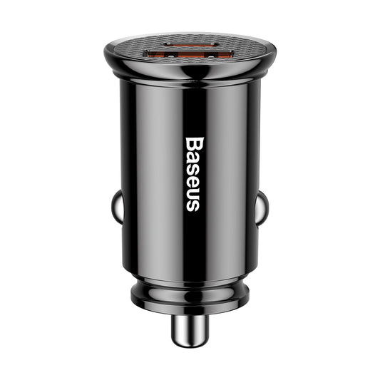 Baseus Circular Plastic Series 30W USB and Type C 30W PPS Car Charger Black