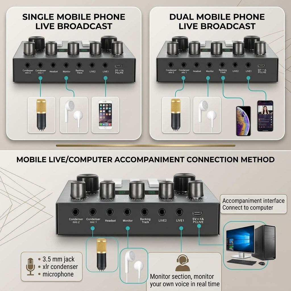 Recording Mic Set w/ Sound Card