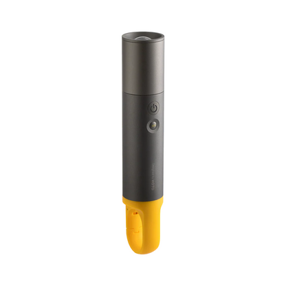 HOTO Flashlight Lite ,Black and yellow handheld device on a white background