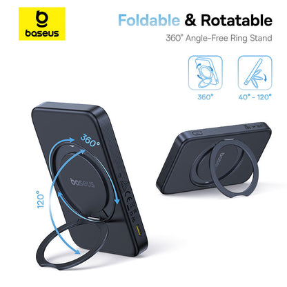 Baseus PicoGo Qi2 Magnetic Power Bank with Rotatable Stand 5000mAh 20W