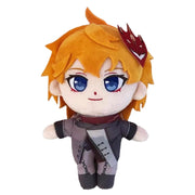 Plush toy of an animated character with orange hair and blue eyes on a white background