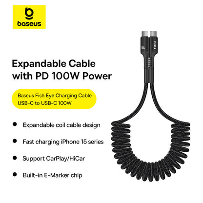 Baseus expandable cable with PD 100W power on a white background