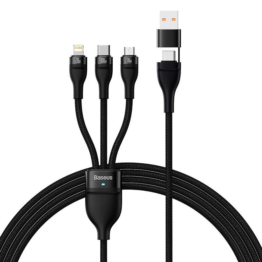 Baseus Flash Series ? 100W Two-for-three Charging Cable U+C to M+L+C