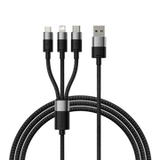 Baseus StarSpeed 1-for-3 Fast Charging Data Cable 3.5A - 0.6m cluster black