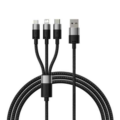 Baseus StarSpeed 1-for-3 Fast Charging Data Cable 3.5A - 0.6m cluster black
