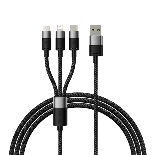 Baseus StarSpeed 1-for-3 Fast Charging Data Cable 3.5A - 0.6m cluster black