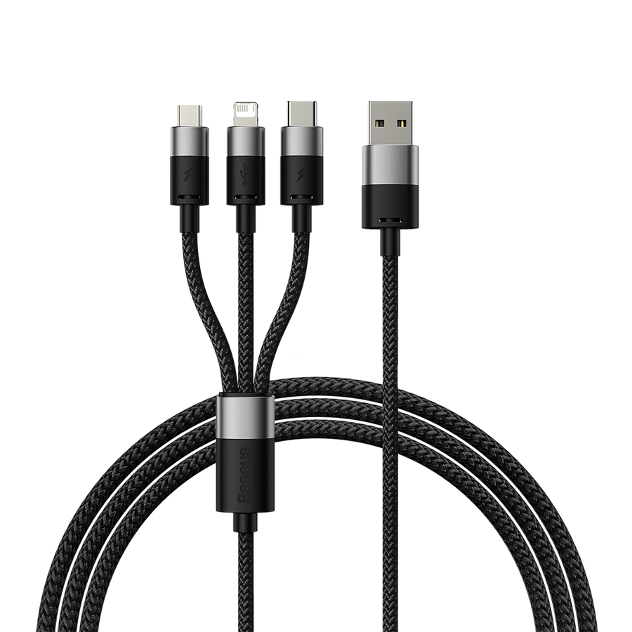 Baseus StarSpeed 1-for-3 Fast Charging Data Cable 3.5A - 0.6m cluster black