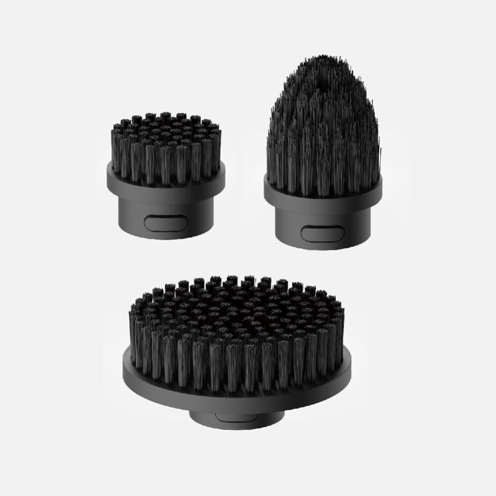 HOTO Replacement Brushes for Electric Spin Scrubber, Three black brush attachments on a white background
