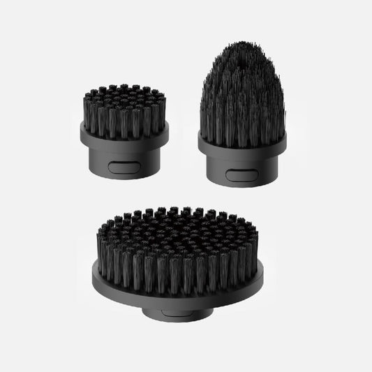 HOTO Replacement Brushes for Electric Spin Scrubber, Three black brush attachments on a white background