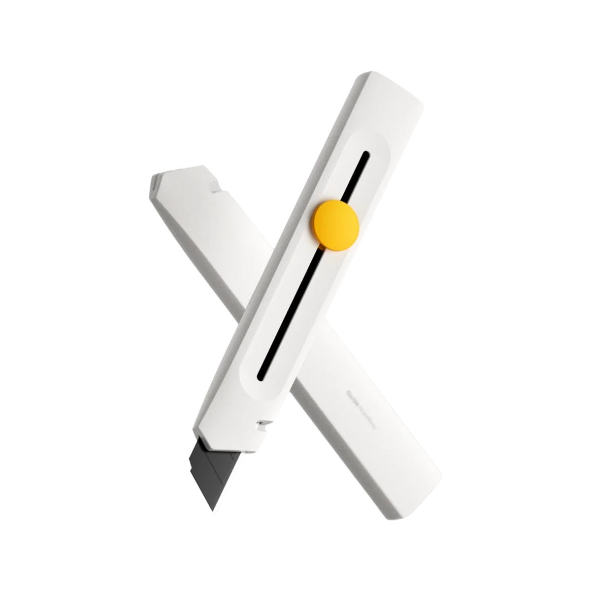 White cutter with a yellow button on a white background