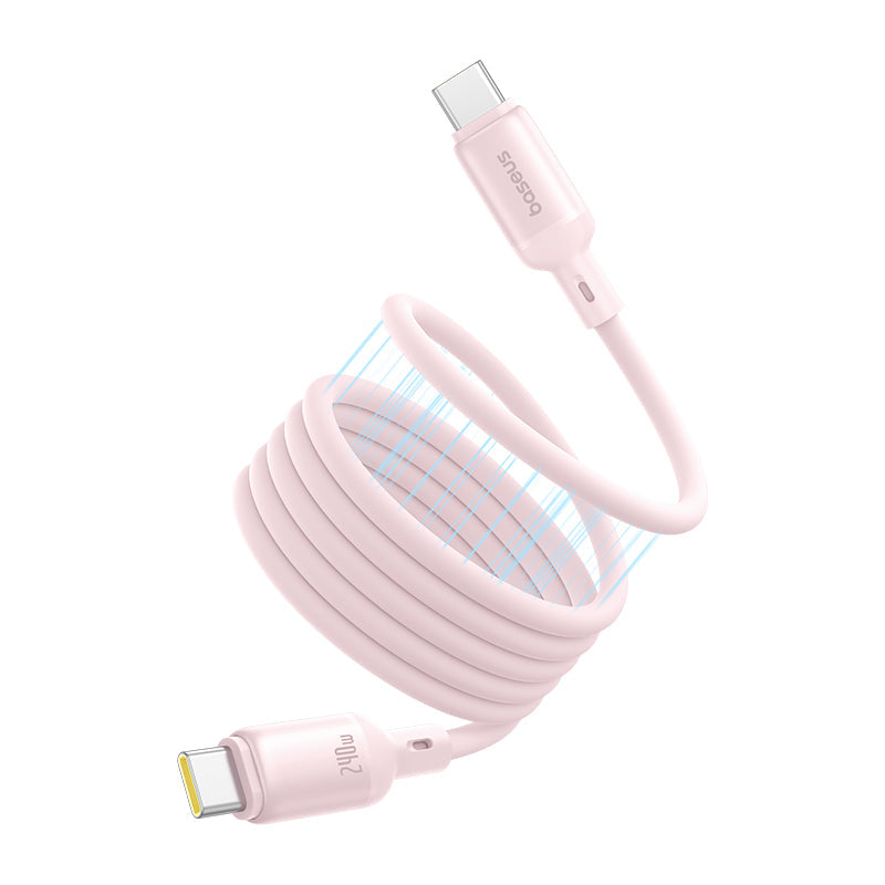 PicoGo Magnetic Liquid Silicone Type-C Cable 240W Baby Pink On White Background