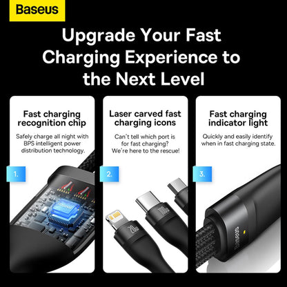 Baseus Flash Series Ⅱ 100W One-for-three Fast Charging Cable Type-C to M+L+C