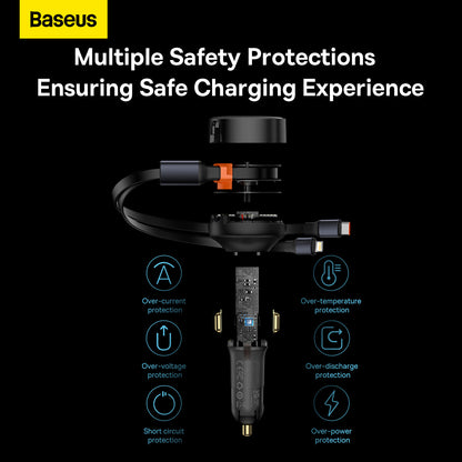 Baseus Enjoyment Series Retractable 2-in-1 30W Car Charger