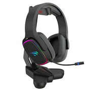 Gaming headset with RGB lighting on a white background