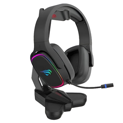 Gaming headset with RGB lighting on a white background