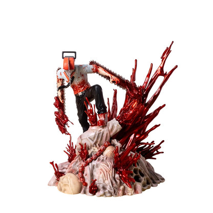 Action figure with a red, branch-like weapon on a white background