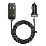 Baseus car charger with two USB ports on a white background