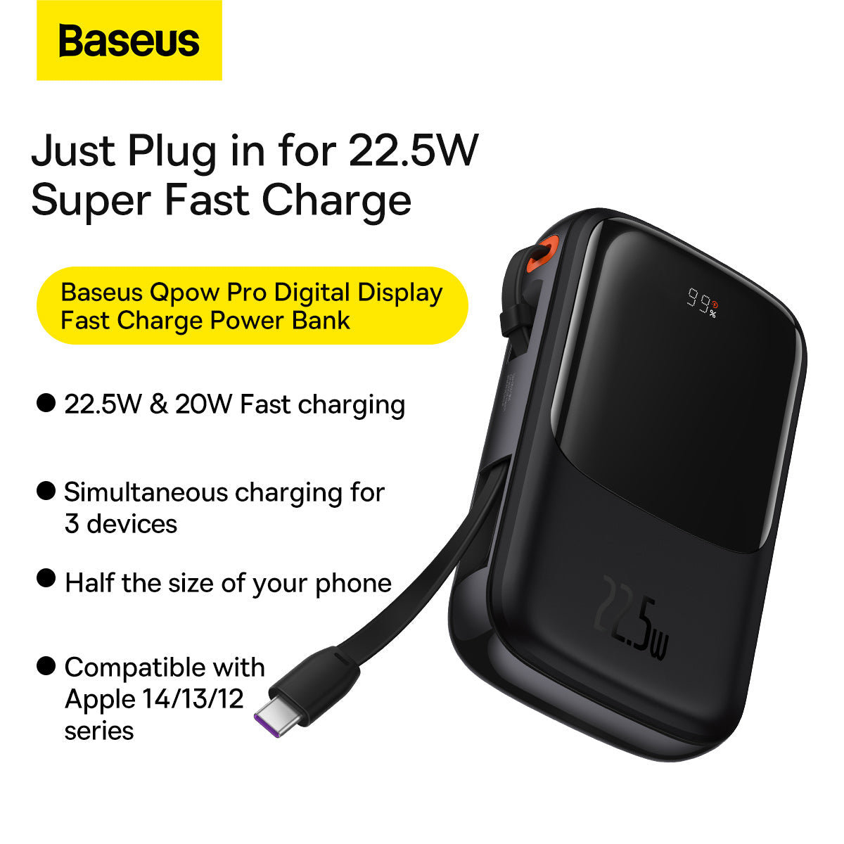 Baseus Qpow Pro Digital Display Fast Charge Power Bank 10000mAh 20W