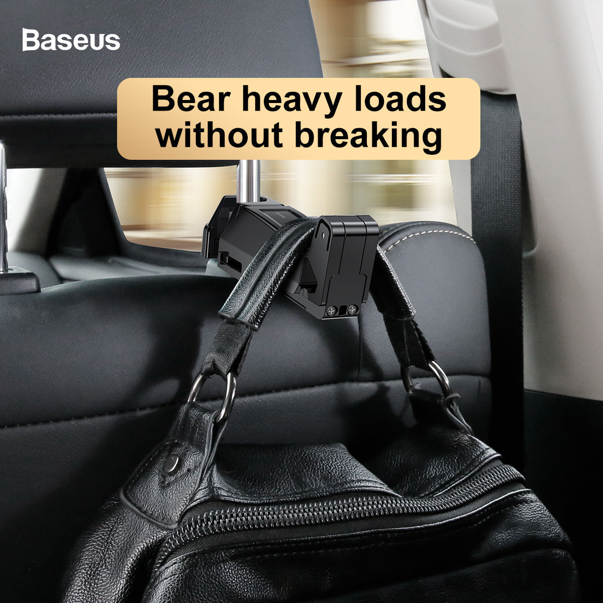 Baseus Backseat Car Phone Holder and Hook with Silicone Protection - Black
