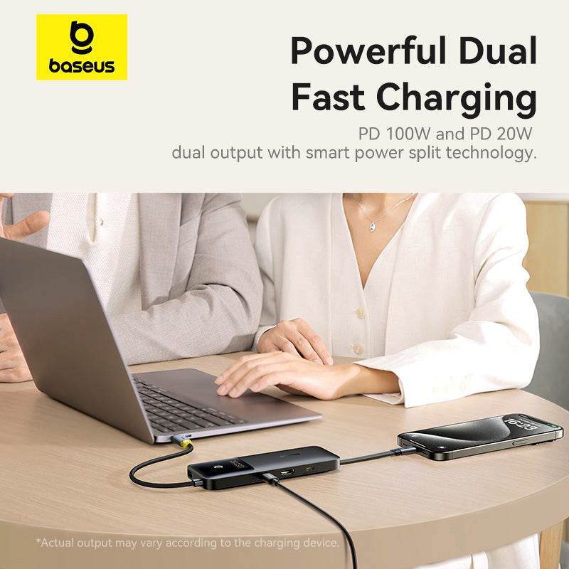 Baseus Dual Fast Charging 6-in-1 HUB Black and does dual fast charging