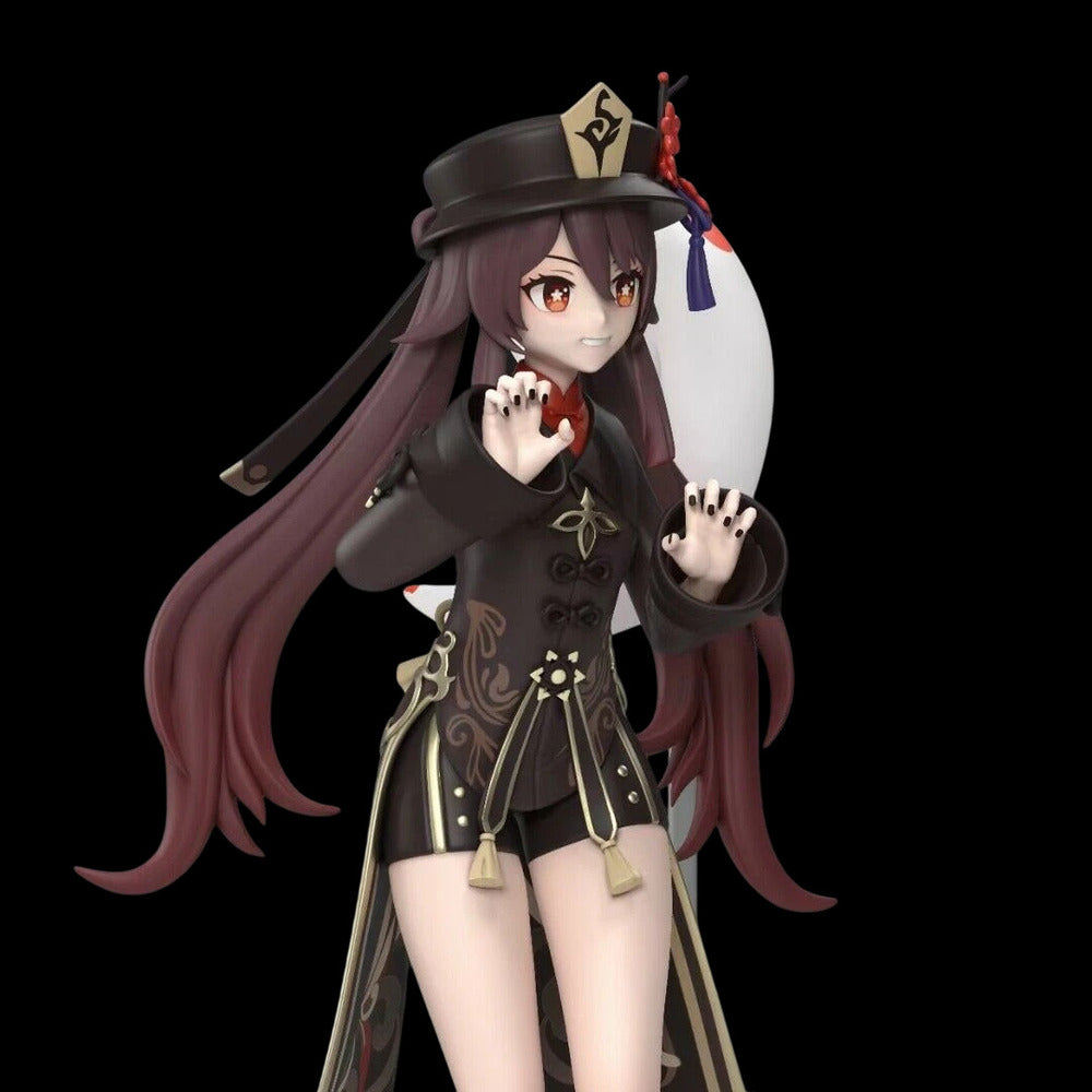 Animated character with long hair and a hat on a black background