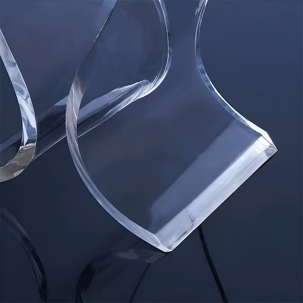 Clear plastic chair on a dark blue background