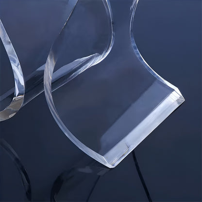 Clear plastic chair on a dark blue background