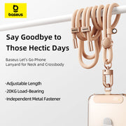 Baseus phone lanyard with adjustable length and metal fastener on a white background