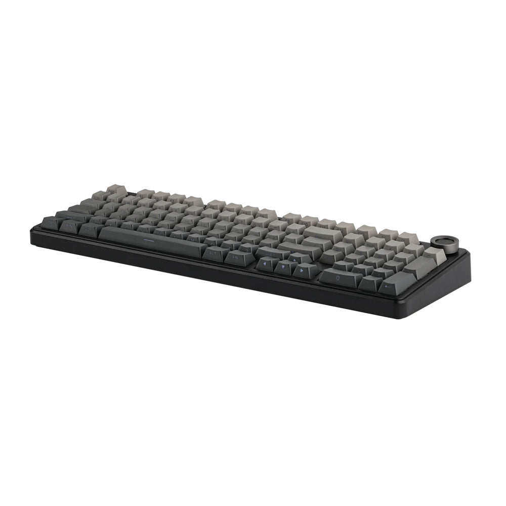 Mechanical keyboard with gray keys on a white background