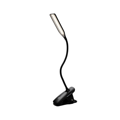 Black desk lamp with a clip on a white background