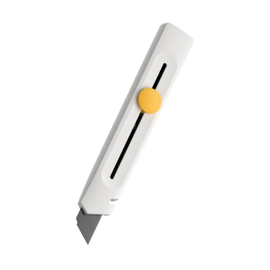 HOTO Precision Utility Knife 18mm White utility knife with a yellow button on a white background