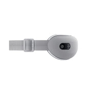 Gray electronic device with a strap on a white background