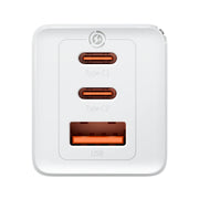 Baseus GaN5 Pro 65W Fast Charger with 3 Ports, 2 USB-C + USB-A EU - White