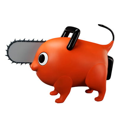 Orange creature with a chainsaw on a white background