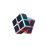2x2 Carbon Fibre-Styled Rubik's Cube Rubik's Cube-like puzzle with black, blue, and pink colors on a white background