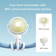 Jisulife Life1 Baby Clip Fan Portable 4000mAh Quiet Flexible 360deg rotation
