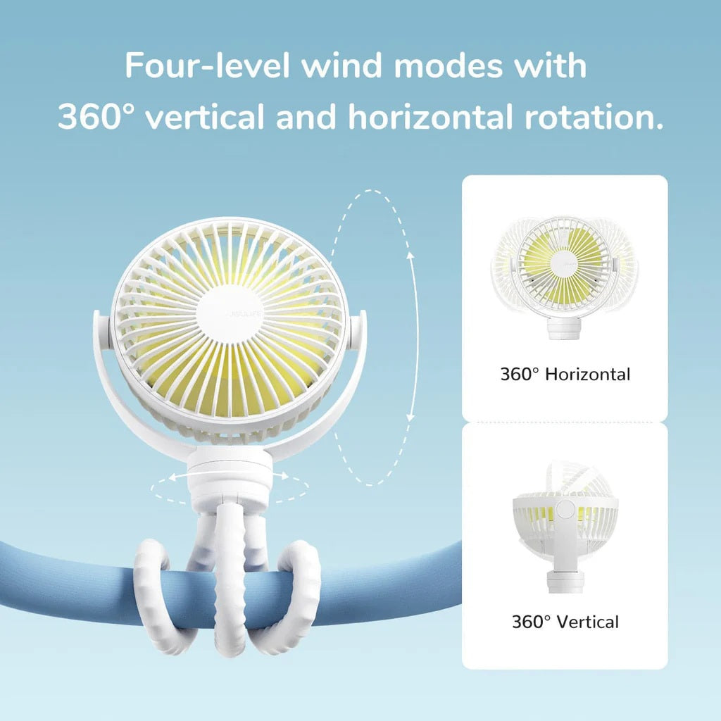 Jisulife Life1 Baby Clip Fan Portable 4000mAh Quiet Flexible 360deg rotation