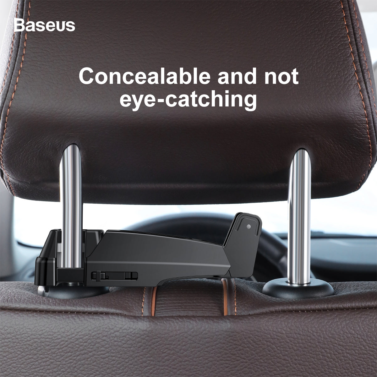 Baseus Backseat Car Phone Holder and Hook with Silicone Protection - Black