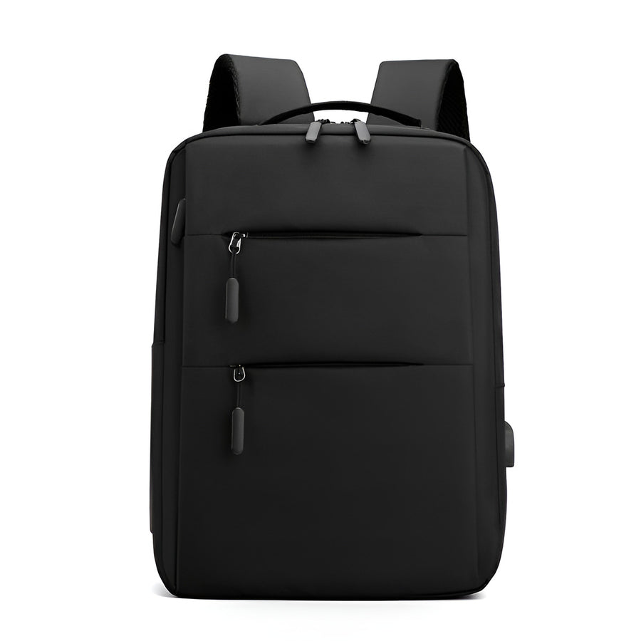 Black backpack on a white background