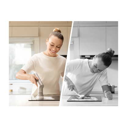 HOTO Electric Kitchen Scrubber, Two women using kitchen sinks with a focus on cleanliness and ease of use.