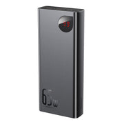 Baseus Adaman Series Laptop Power Bank 65W 20000mAh Silver power bank with digital display on a white background