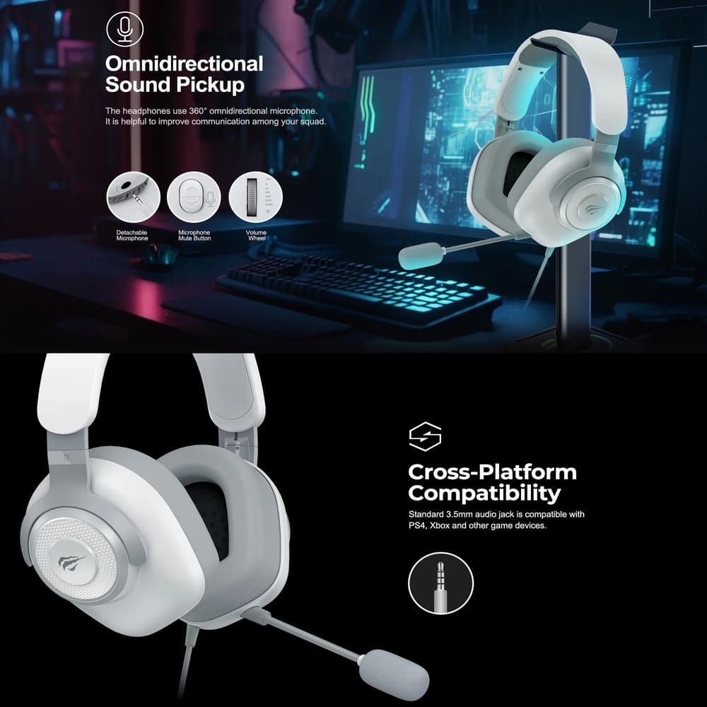 HAVIT H2230D Gaming Headset 50mm Stereo Mic 3.5mm