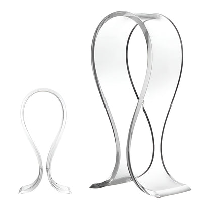 Modern, transparent bookends with a wavy design on a white background