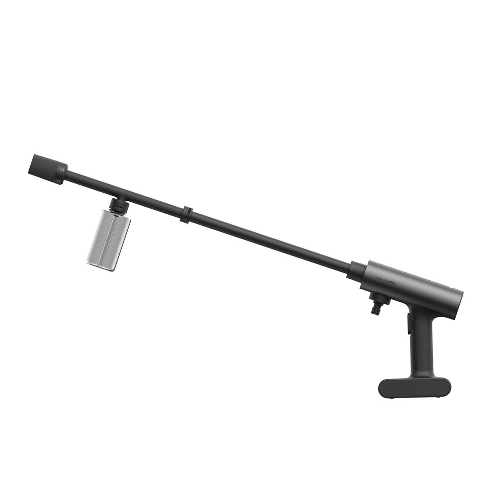 HOTO 20V Pressure Washer Pro, Black and silver cleaning tool with extendable arm on a white background