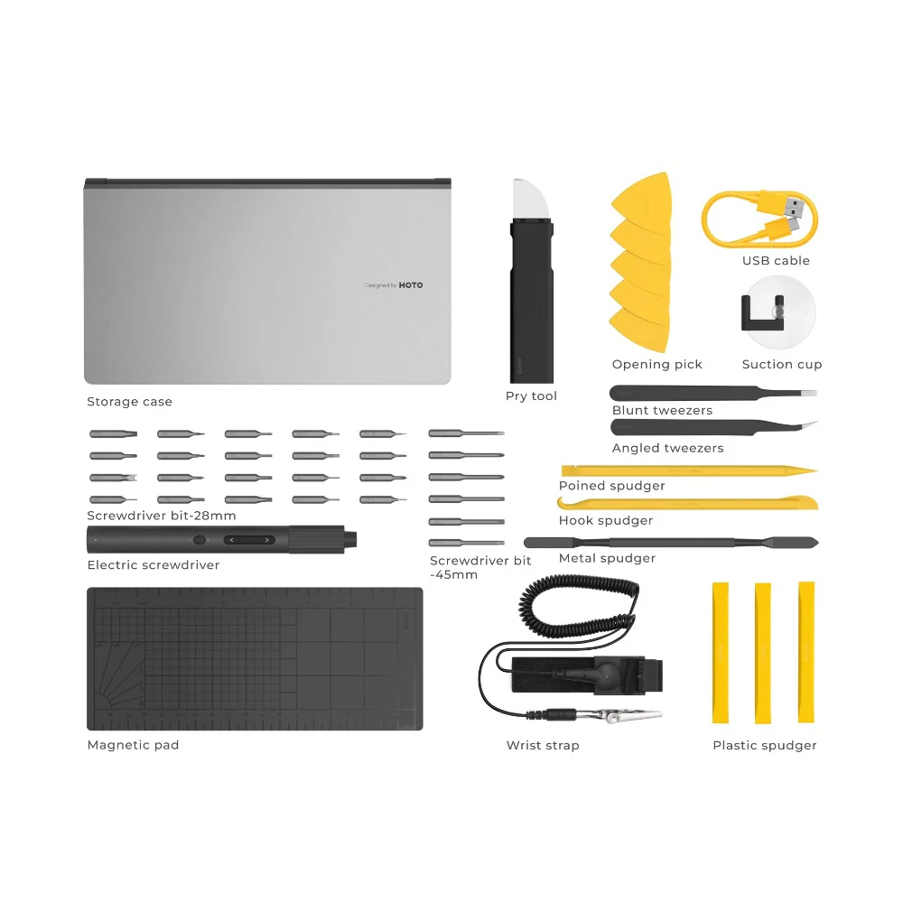 Collection of tools and accessories on a white background