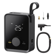 HOTO Air Pump Pro Portable Tire Inflator 120 PSI Black digital air pump with accessories on a white background