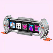 Divoom Times Gate 5‑Screen Smart Pixel Display (Wi‑Fi, RGB, Live Data Tracker) Toy-like device with multiple screens displaying colorful graphics on a pink background