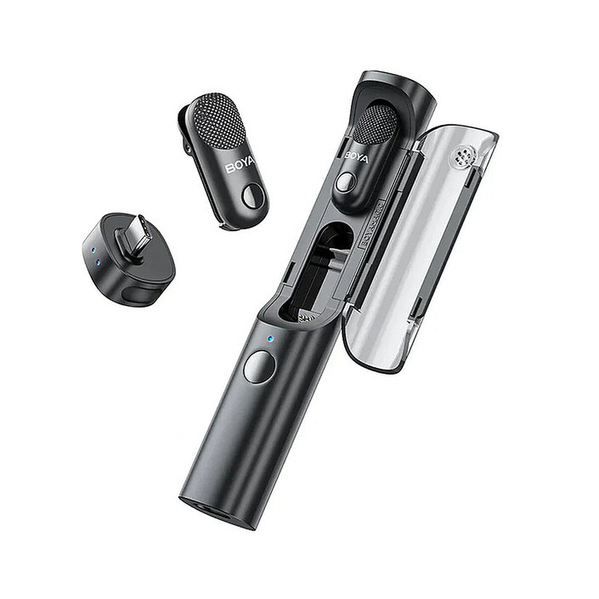 BOYA BY-M1 microphone set on a white background